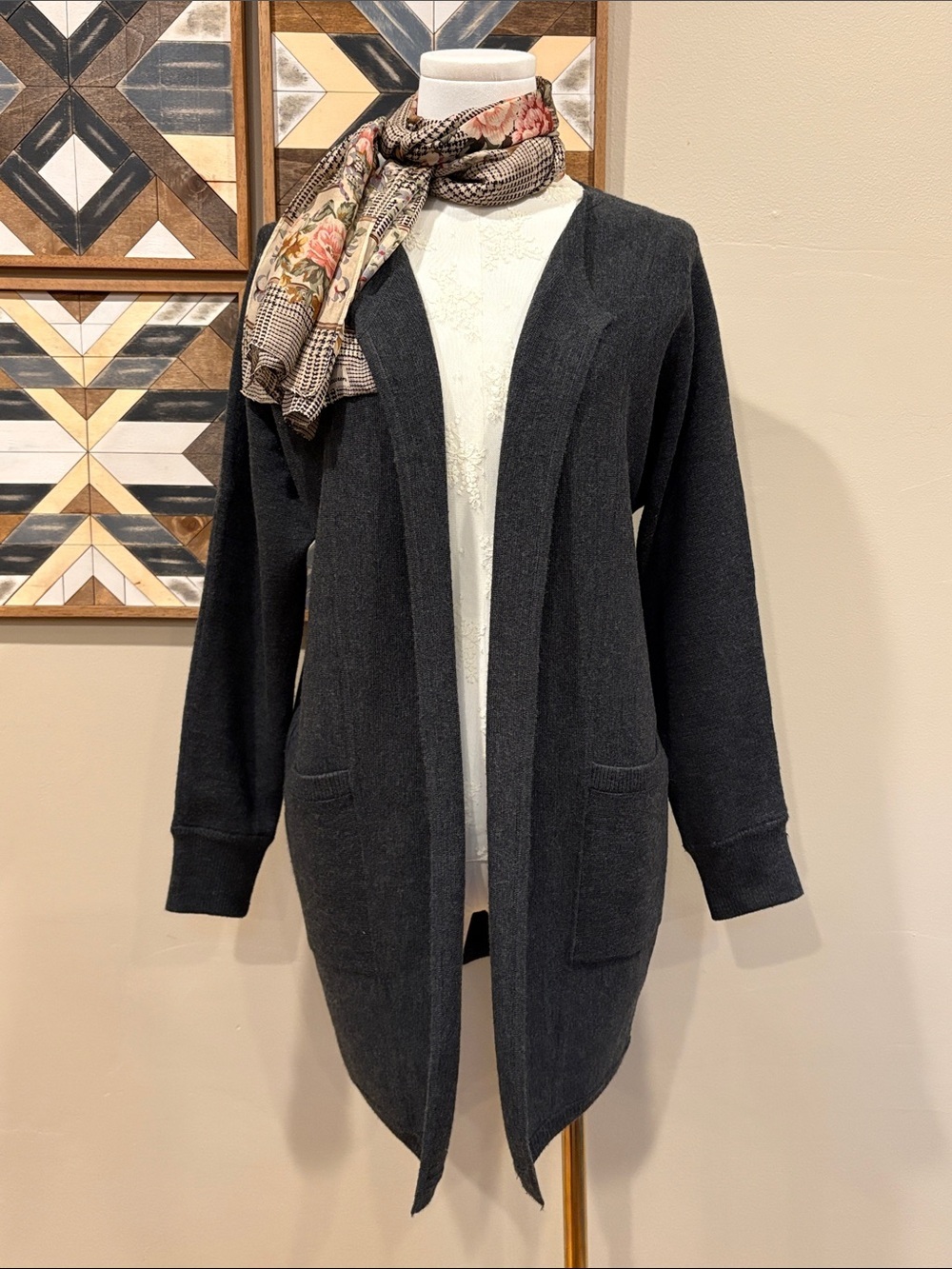 Athleta Merino Wool Blend Chill Chaser Charcoal Grey Cocoon Cardigan Sweater XXS - Picture 4 of 13